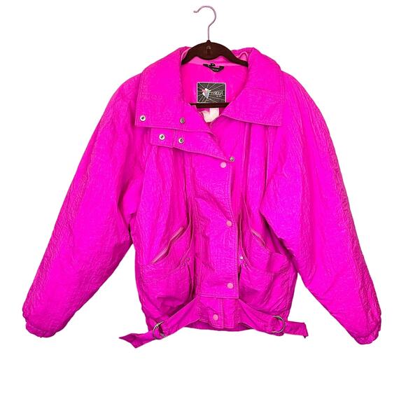 VINTAGE Tyrolia Head Jacket Wome S Fuschia Pink Full Zip Ski Bomber Buckle Retro - Picture 1 of 10